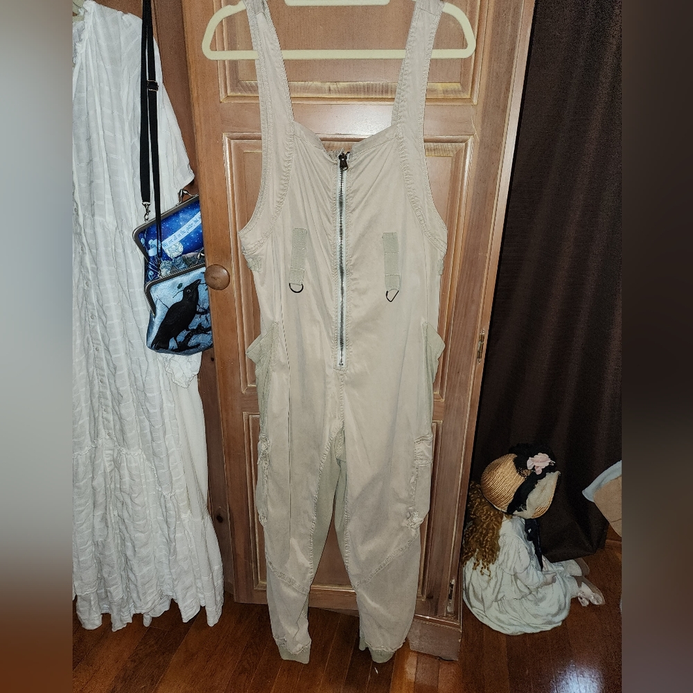 Free People Fast Track Onesie Overalls beige neutral large l Sold Out…